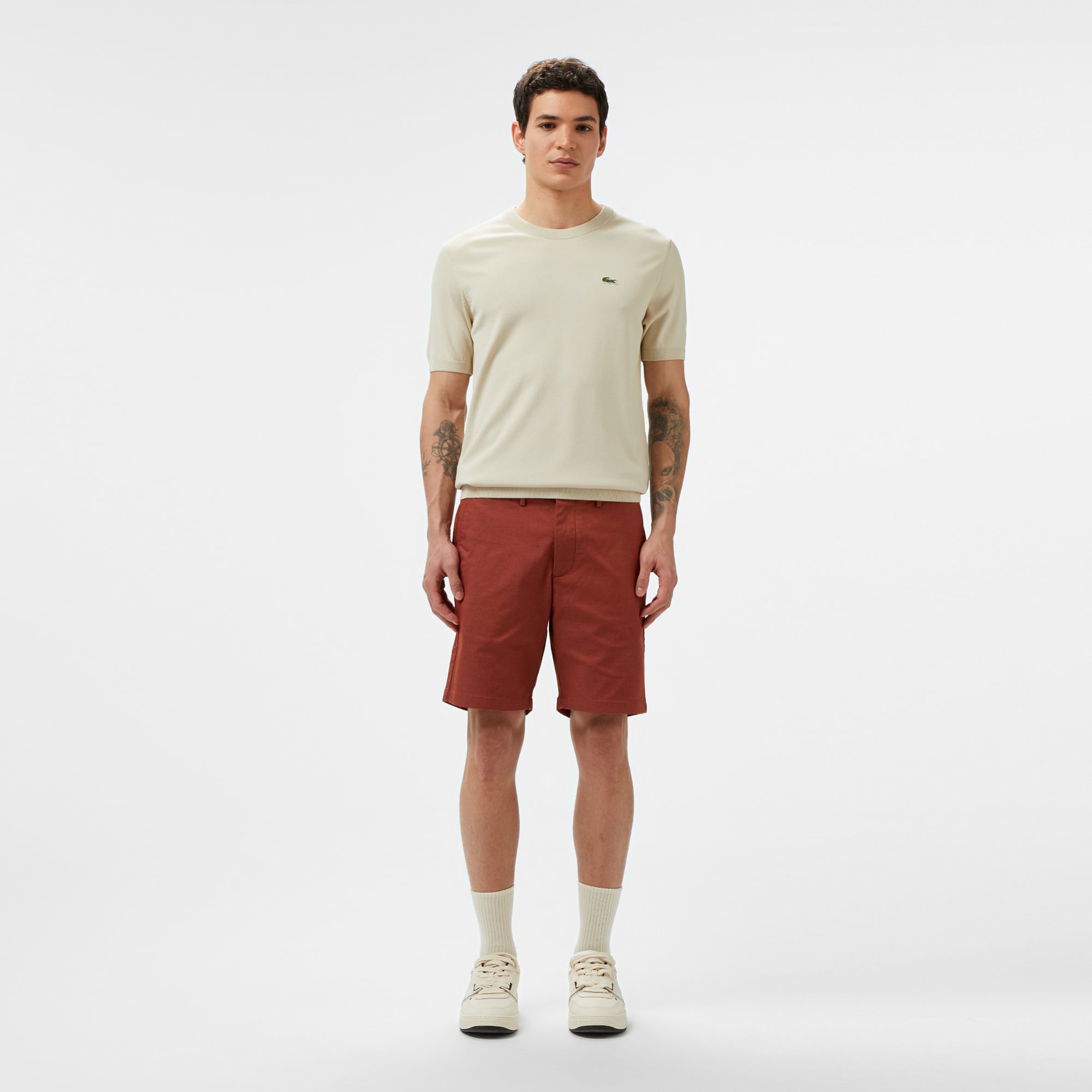  Erkek Slim Fit Kahverengi Bermuda Şort