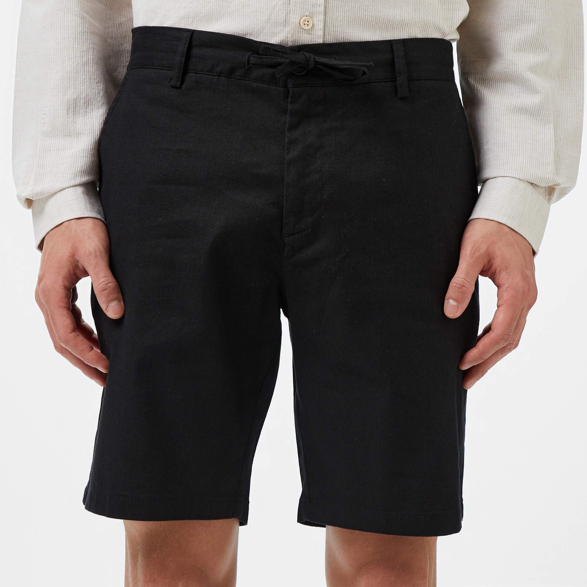 Erkek Regular Fit Siyah Bermuda Şort