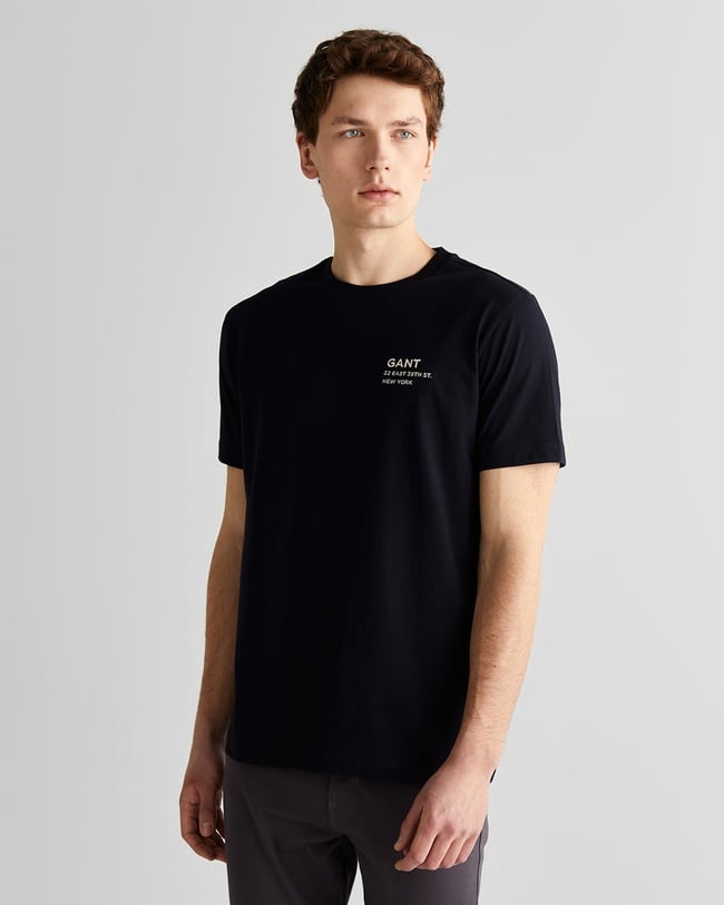  GANT Erkek Siyah Regular Fit Bisiklet Yaka Logolu T-Shirt