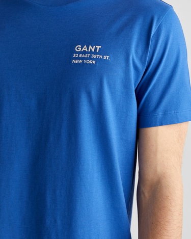  GANT Erkek Lacivert Regular Fit Bisiklet Yaka Logolu T-Shirt