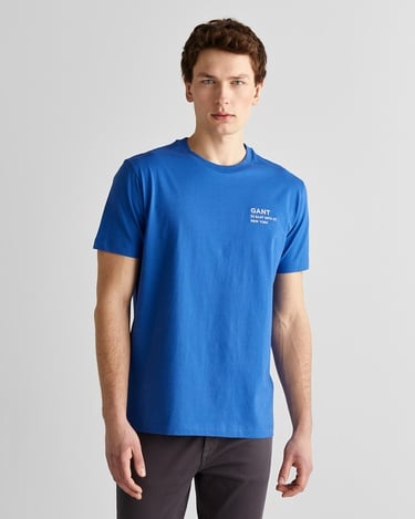  GANT Erkek Lacivert Regular Fit Bisiklet Yaka Logolu T-Shirt