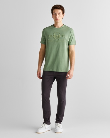  GANT Erkek Yeşil Regular Fit Bisiklet Yaka Logolu T-Shirt