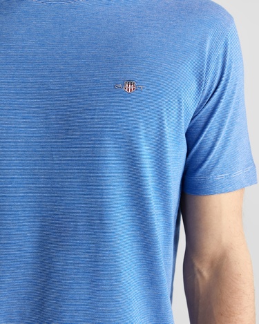  GANT Erkek Mavi Regular Fit Bisiklet Yaka Çizgili T-Shirt