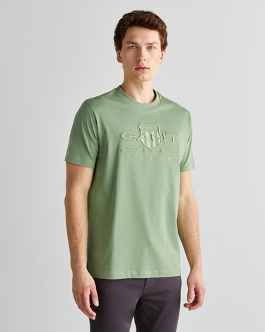  GANT Erkek Yeşil Regular Fit Bisiklet Yaka Logolu T-Shirt