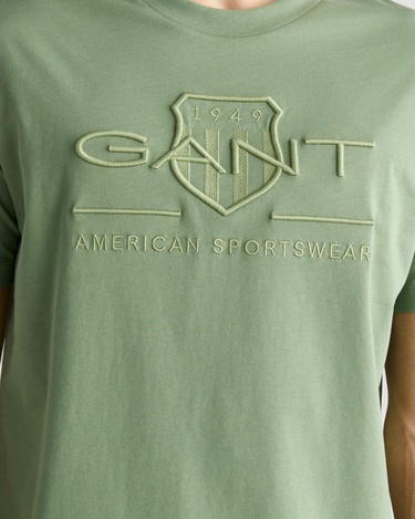  GANT Erkek Yeşil Regular Fit Bisiklet Yaka Logolu T-Shirt