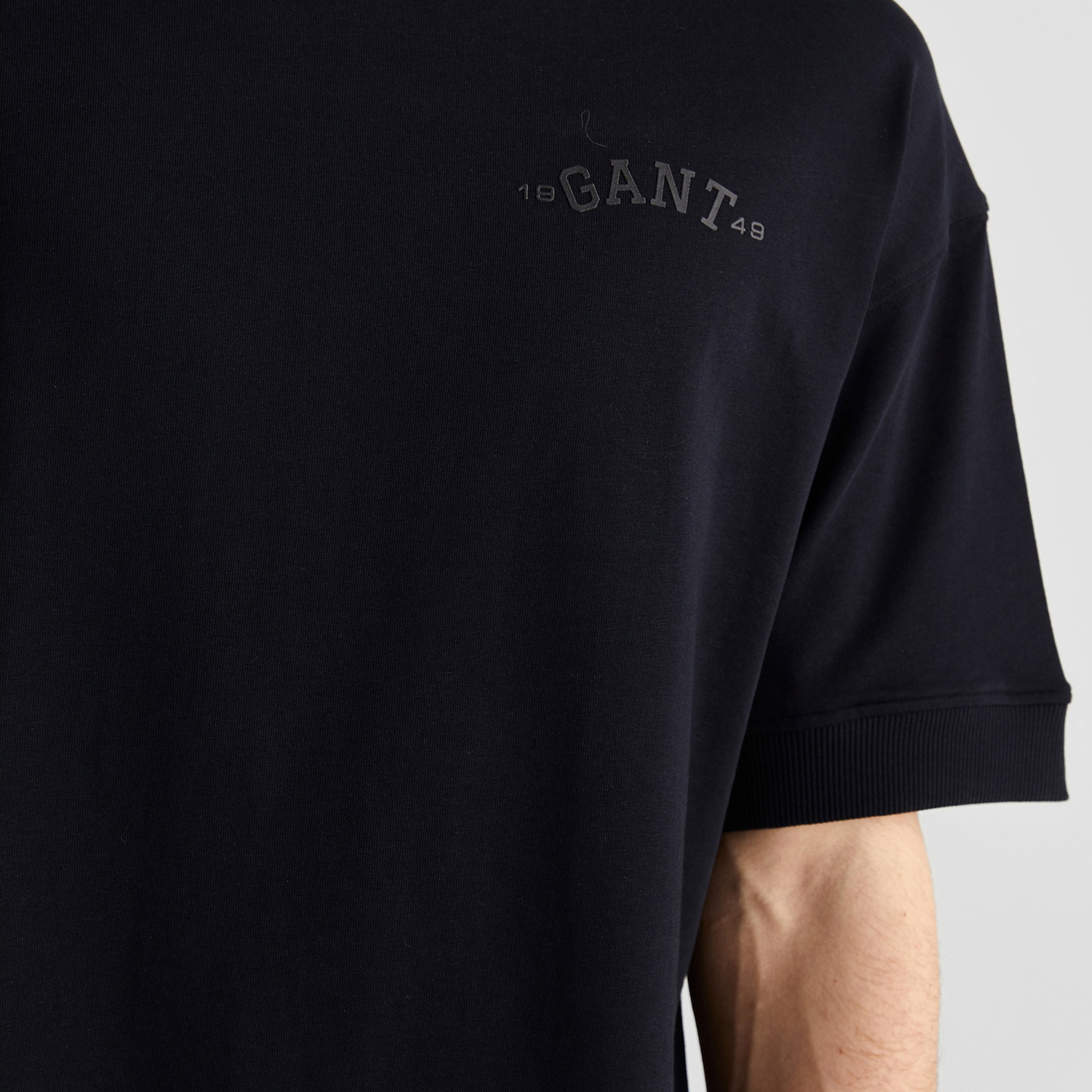 GANT Erkek Siyah Orijinal Fit Bisiklet Yaka Logolu T-Shirt