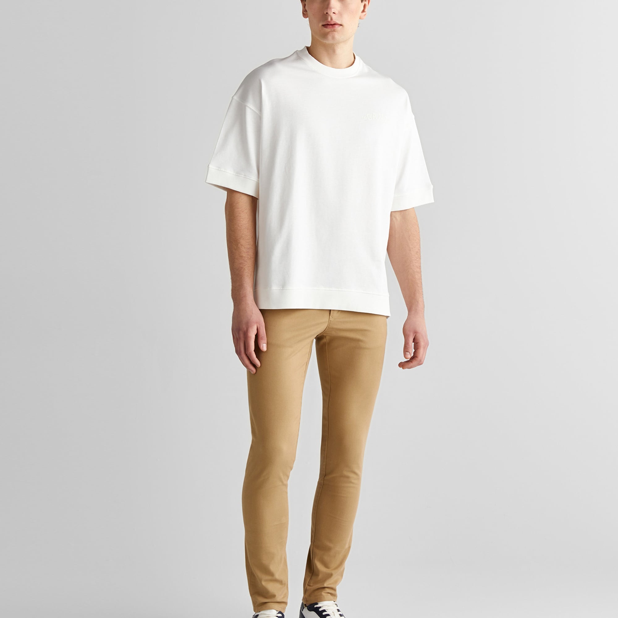 GANT Erkek Krem Orijinal Fit Bisiklet Yaka Logolu T-Shirt