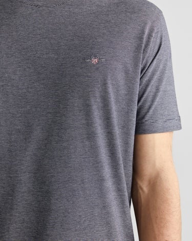  GANT Erkek Lacivert Regular Fit Bisiklet Yaka Çizgili T-Shirt