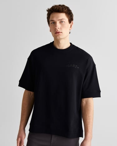  GANT Erkek Siyah Orijinal Fit Bisiklet Yaka Logolu T-Shirt