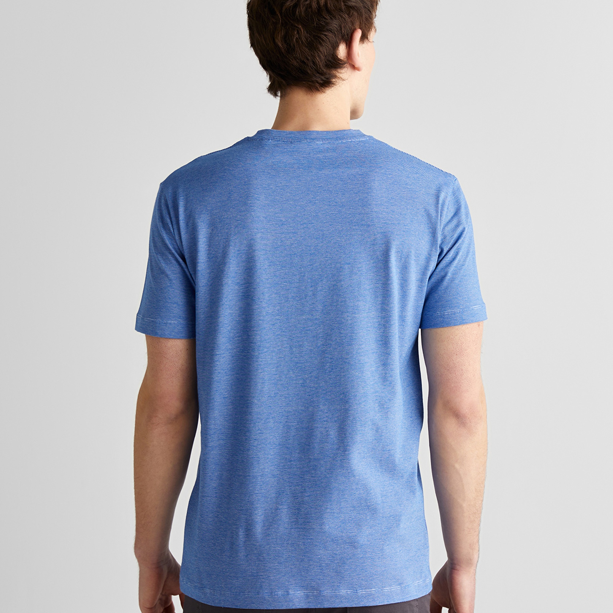 GANT Erkek Mavi Regular Fit Bisiklet Yaka Çizgili T-Shirt