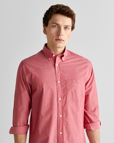  GANT Erkek Kırmızı Regular Fit Düğmeli Yaka Poplin Gömlek