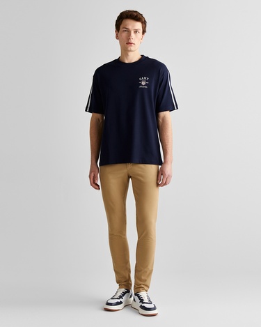  GANT Erkek Lacivert Relaxed Fit Bisiklet Yaka Logolu T-Shirt