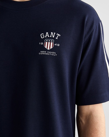  GANT Erkek Lacivert Relaxed Fit Bisiklet Yaka Logolu T-Shirt
