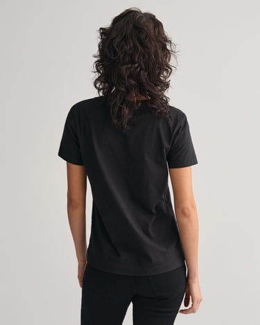  GANT Kadın Siyah Regular Fit V Yaka T-Shirt