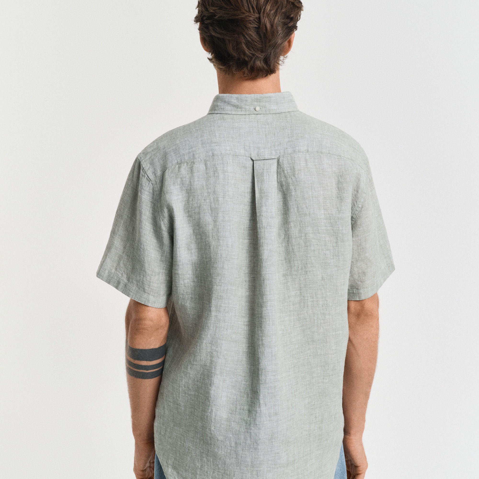 GANT Erkek Yeşil Regular Fit Düğmeli Yaka Keten Gömlek