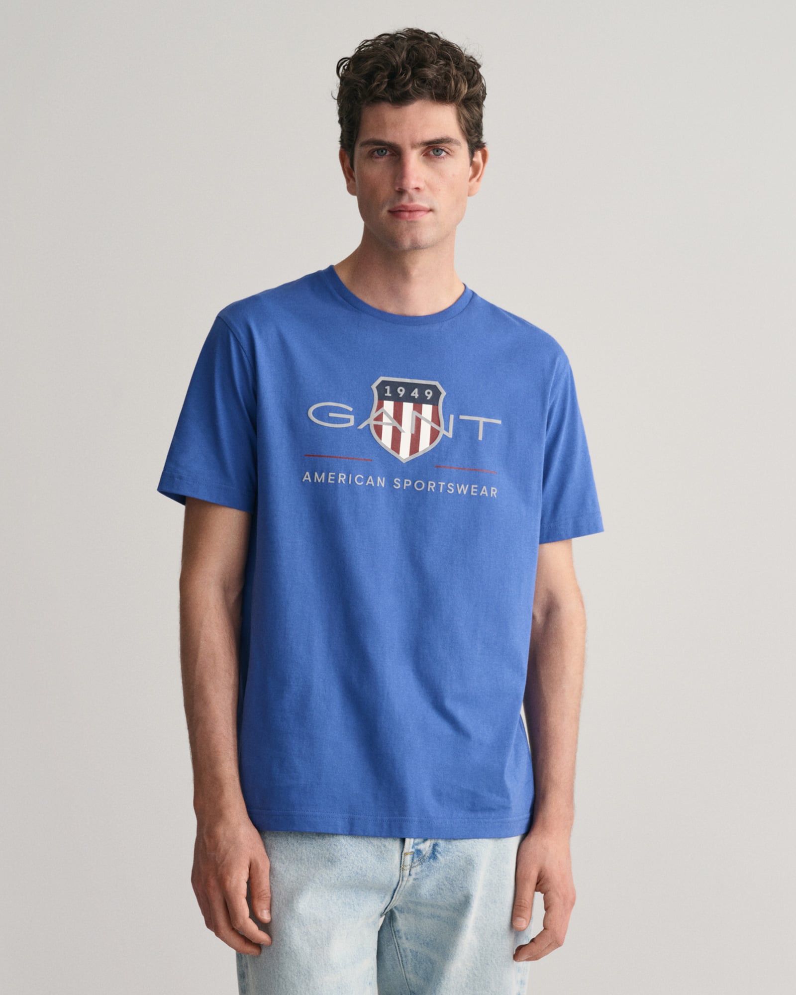 GANT Erkek Mavi Regular Fit Bisiklet Yaka Logolu T-Shirt