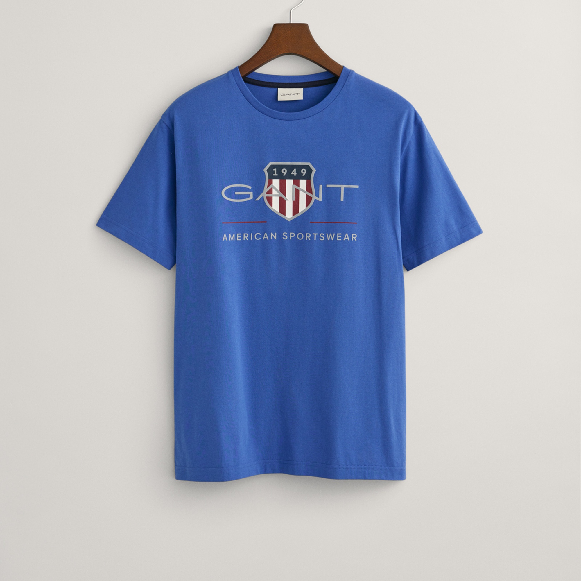 GANT Erkek Mavi Regular Fit Bisiklet Yaka Logolu T-Shirt