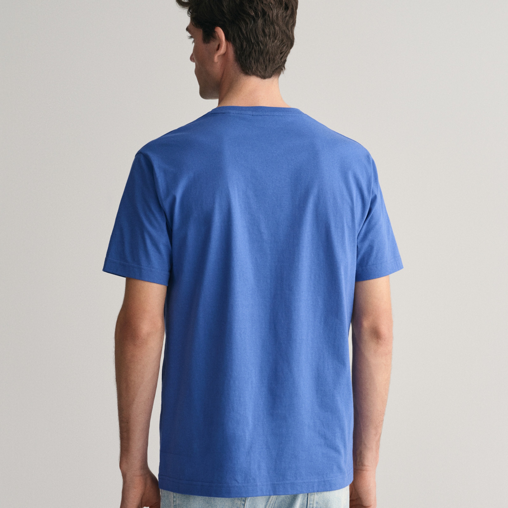 GANT Erkek Mavi Regular Fit Bisiklet Yaka Logolu T-Shirt