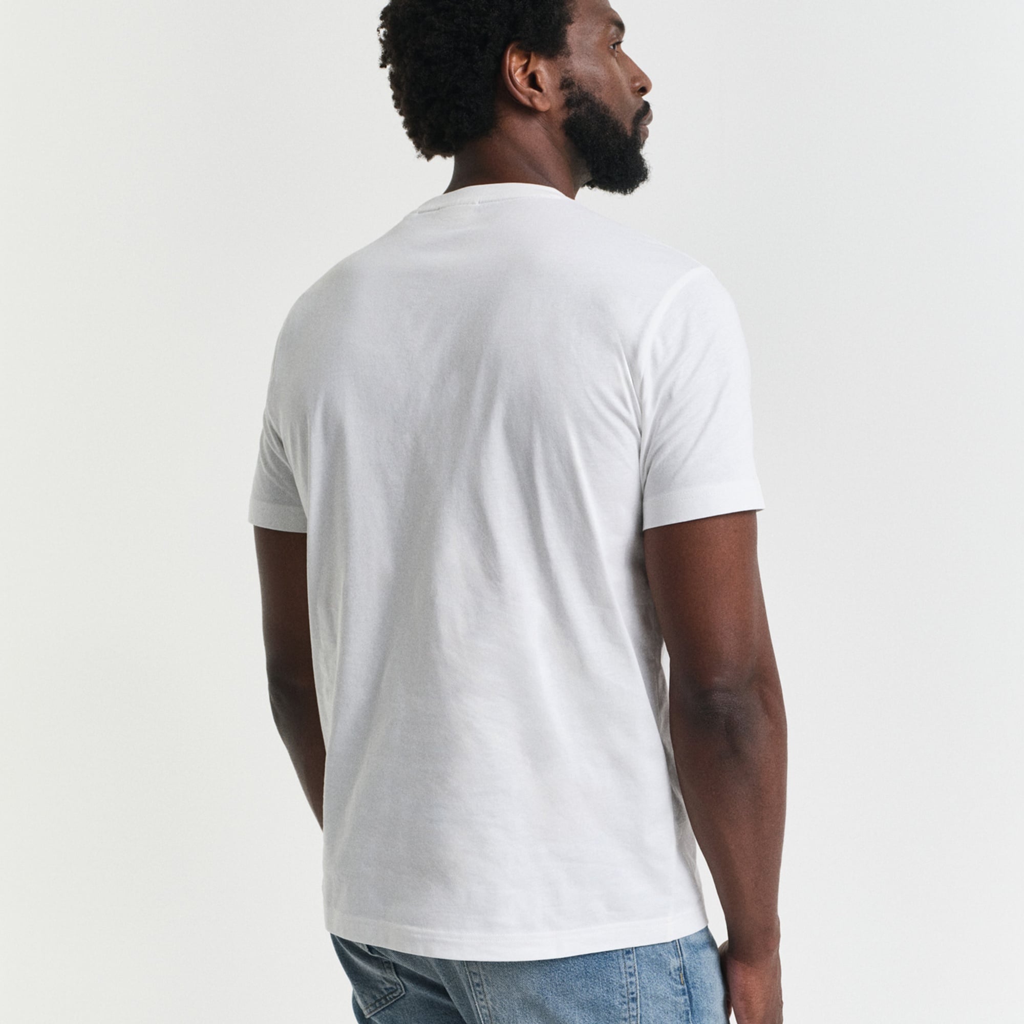 GANT Erkek Krem Regular Fit Bisiklet Yaka Logolu T-Shirt