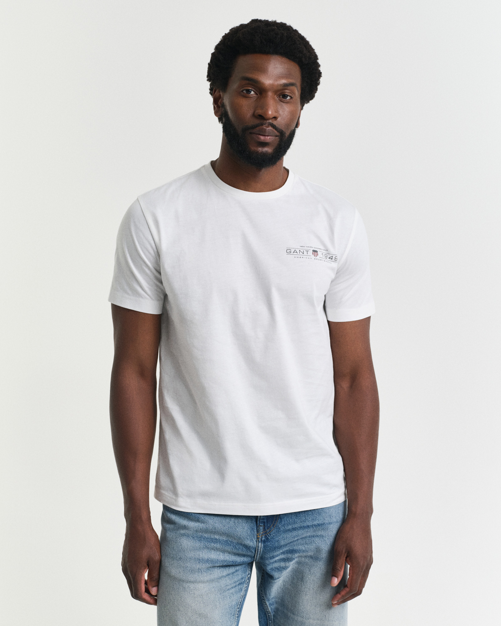  GANT Erkek Krem Regular Fit Bisiklet Yaka Logolu T-Shirt