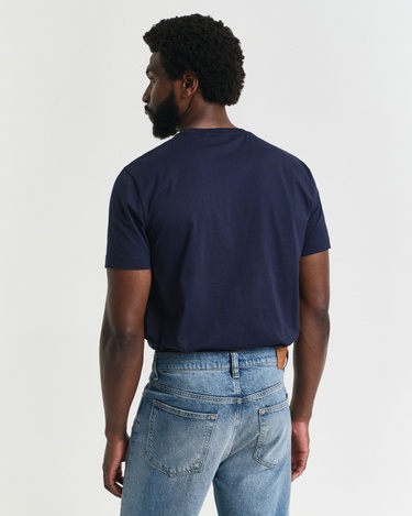  GANT Erkek Lacivert Regular Fit Bisiklet Yaka Logolu T-Shirt