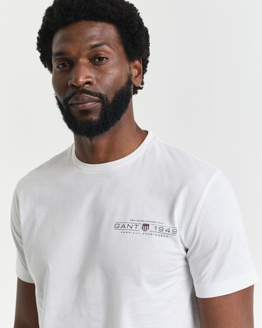  GANT Erkek Krem Regular Fit Bisiklet Yaka Logolu T-Shirt