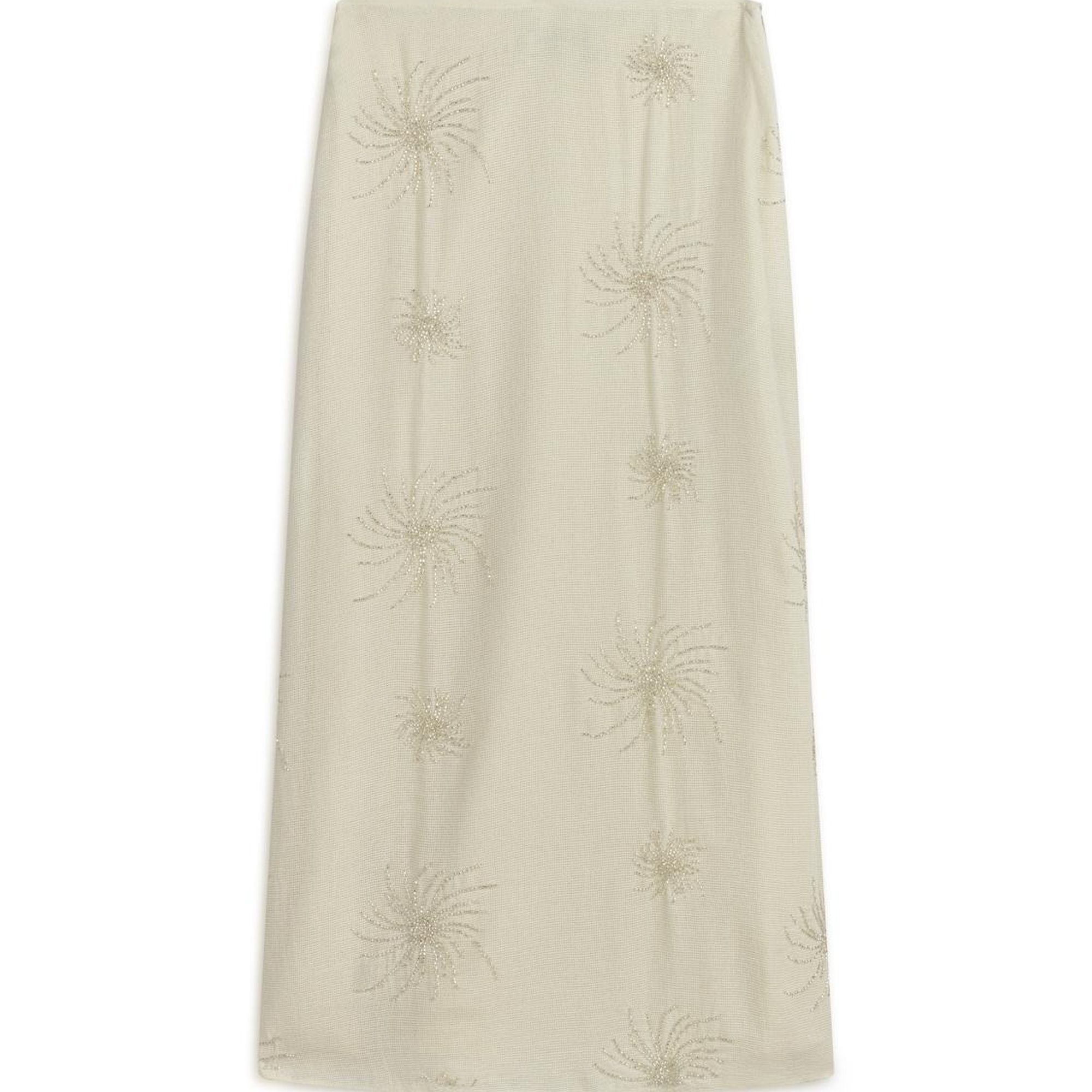 Boncuk Brodeli Midi Etek