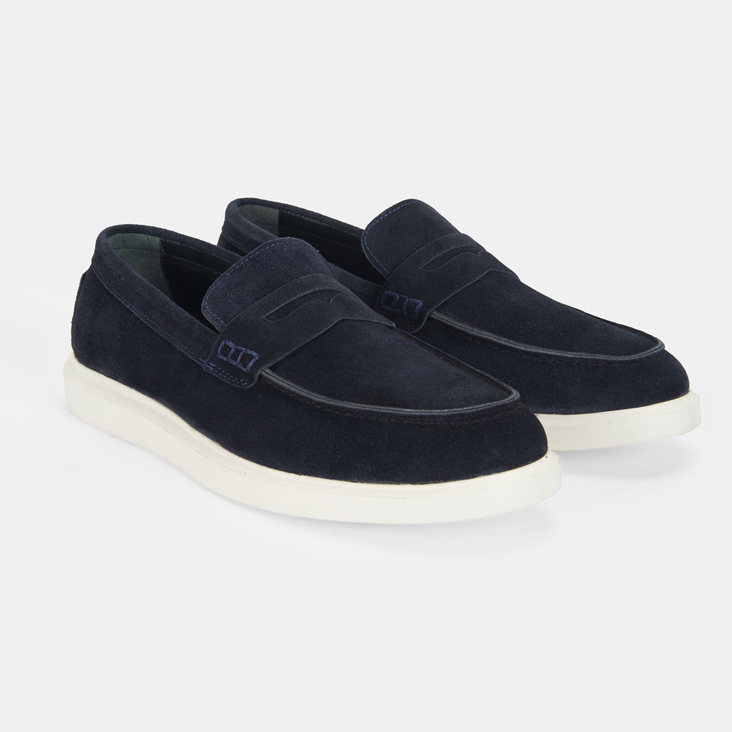  Erkek Lacivert Slip-On Süet Loafer