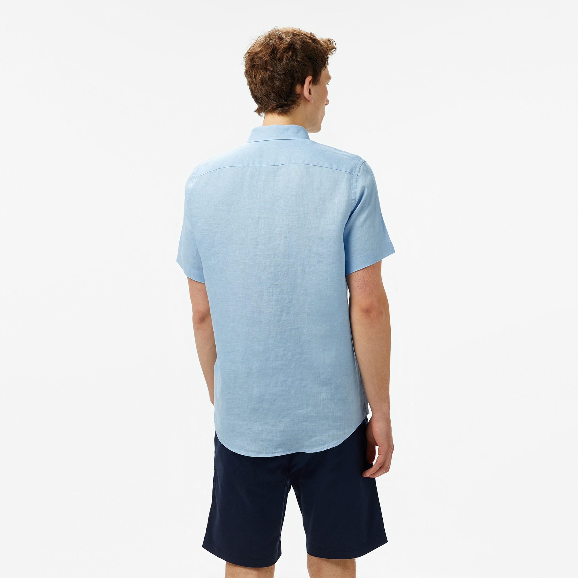 Nautica Erkek Mavi Classic Fit Keten Gömlek