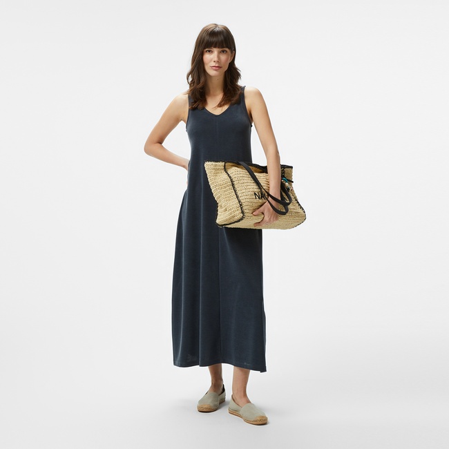  Nautica Kadın Siyah V Yaka Kolsuz Elbise