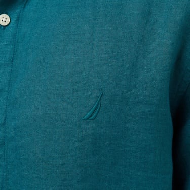  Nautica Erkek Yeşil Classic Fit Keten Gömlek