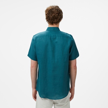  Nautica Erkek Yeşil Classic Fit Keten Gömlek