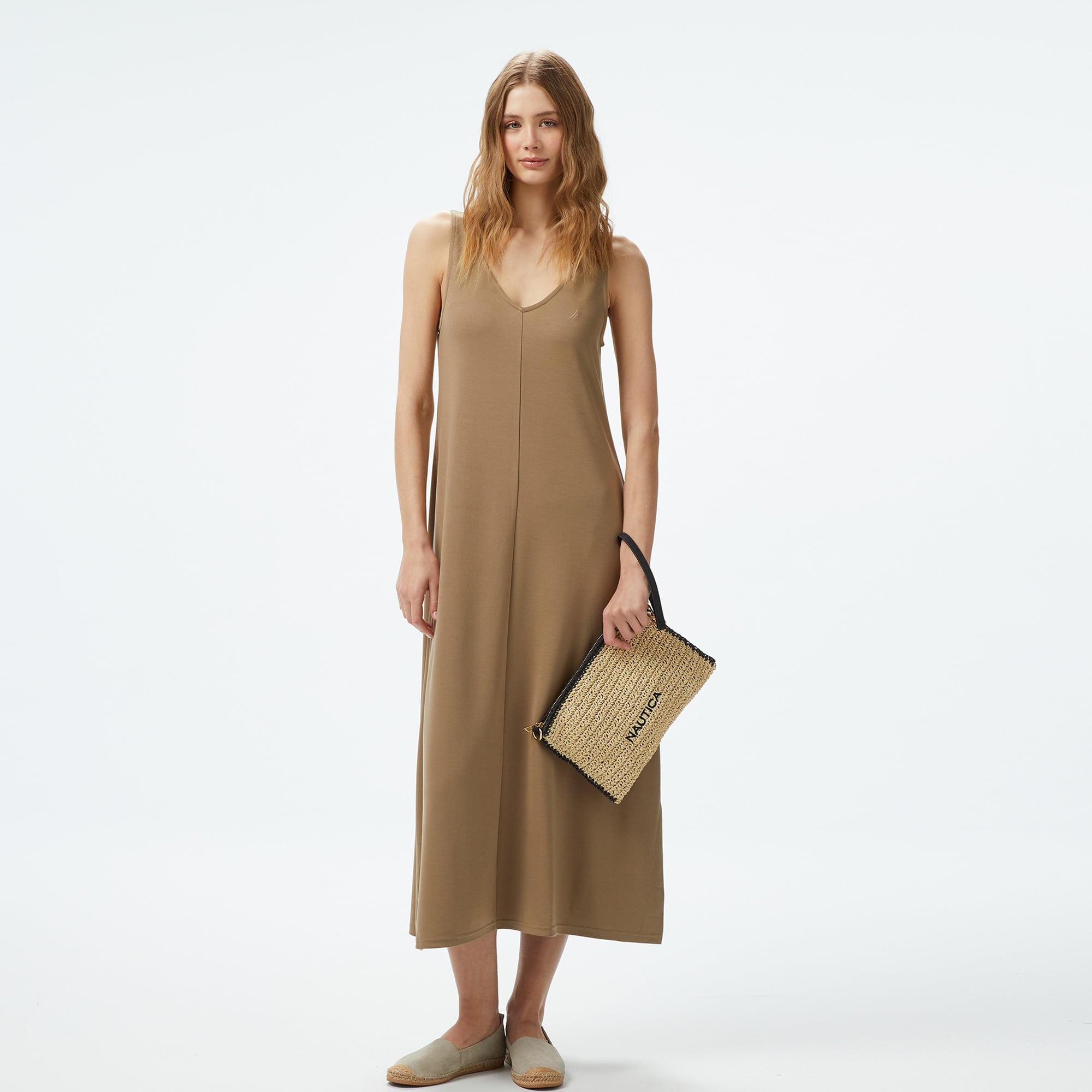 Nautica Kadın Yeşil V Yaka Kolsuz Elbise