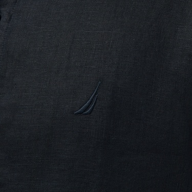  Nautica Erkek Siyah Classic Fit Keten Gömlek