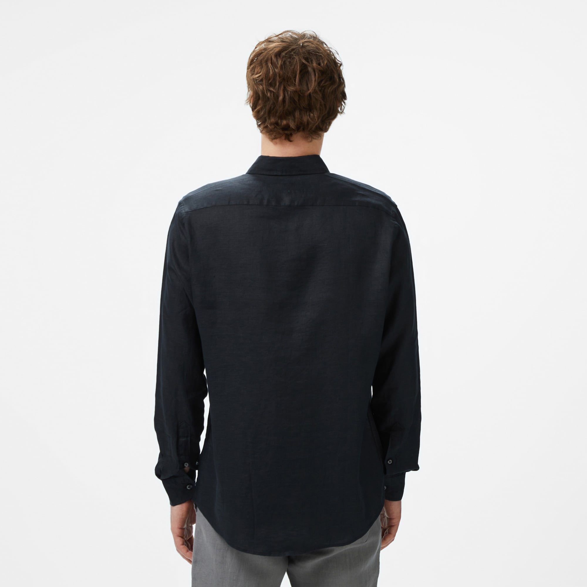 Nautica Erkek Siyah Classic Fit Keten Gömlek