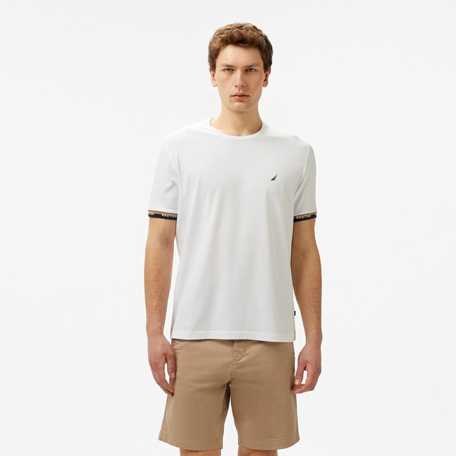  Nautica Erkek Beyaz Regular Fit T-Shirt