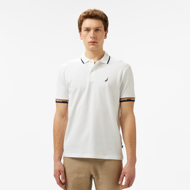  Nautica Erkek Beyaz Classic Fit Polo Yaka T-Shirt