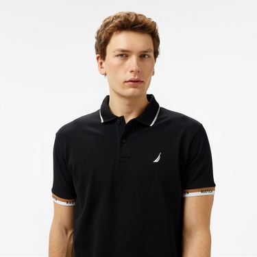  Nautica Erkek Siyah Classic Fit Polo Yaka T-Shirt