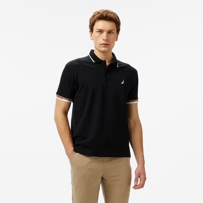  Nautica Erkek Siyah Classic Fit Polo Yaka T-Shirt