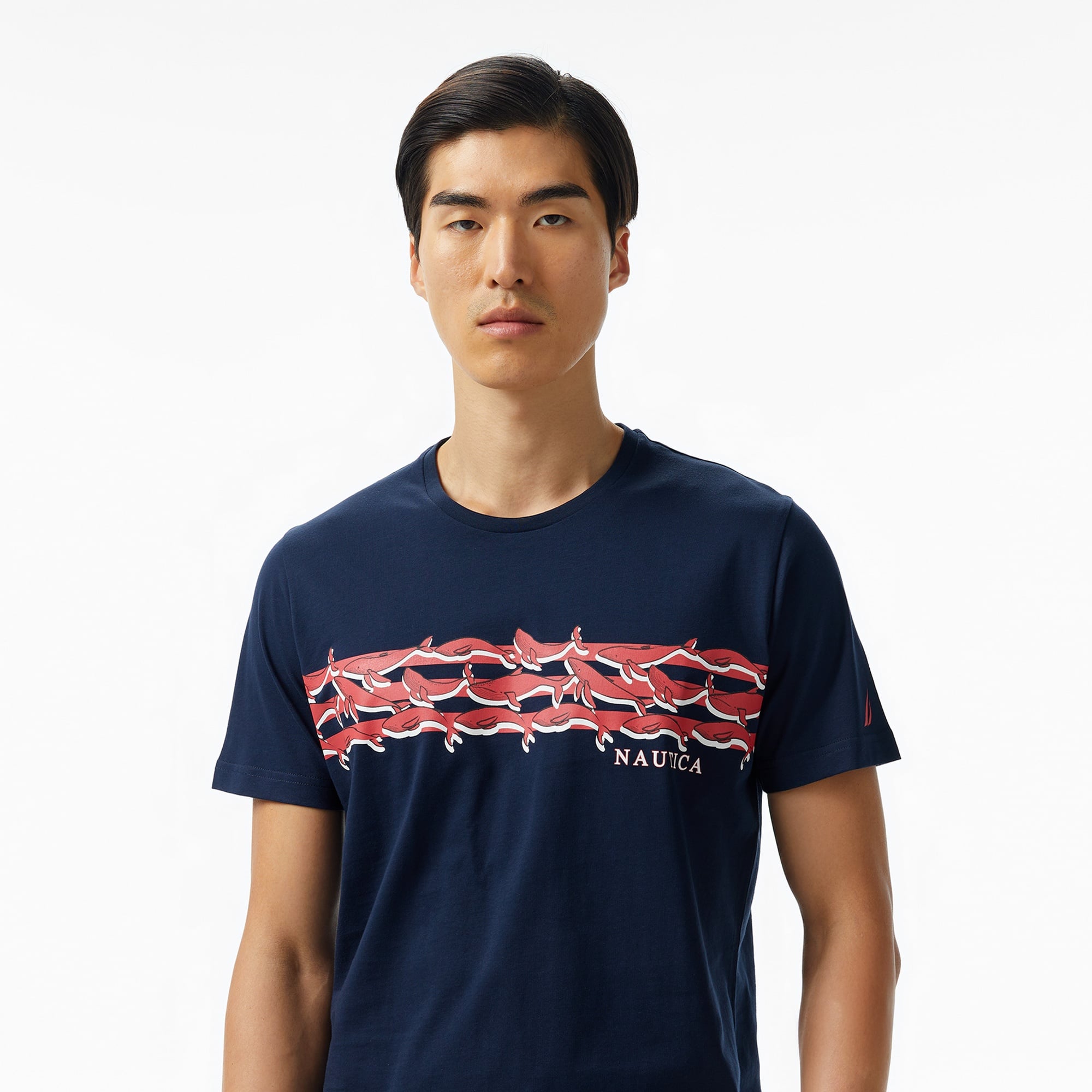 Nautica Erkek Lacivert Regular Fit Baskılı T-Shirt