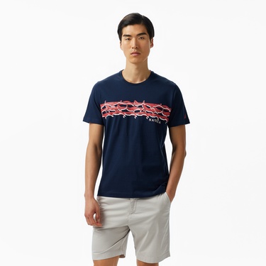  Nautica Erkek Lacivert Regular Fit Baskılı T-Shirt
