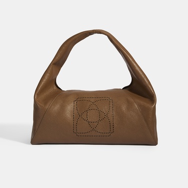  Kadın Kahve Logo Baskılı Deri Omuz Çantası