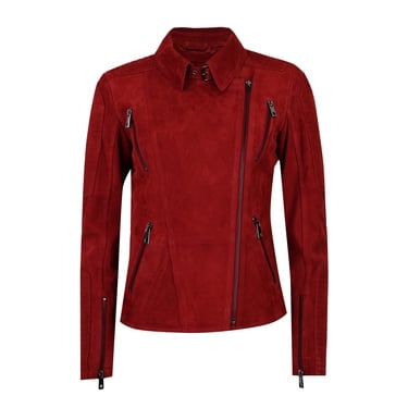  Kadın Kırmızı Süet Deri Ceket