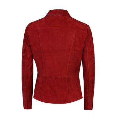  Kadın Kırmızı Süet Deri Ceket