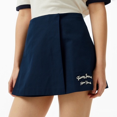  Tommy Jeans Tjcw Tailored Pleated Mini Kadın Lacivert Etek