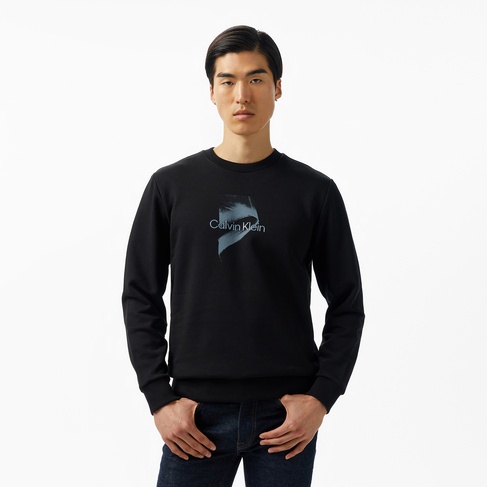  Calvin Klein Raised Logo Erkek Siyah Sweatshirt