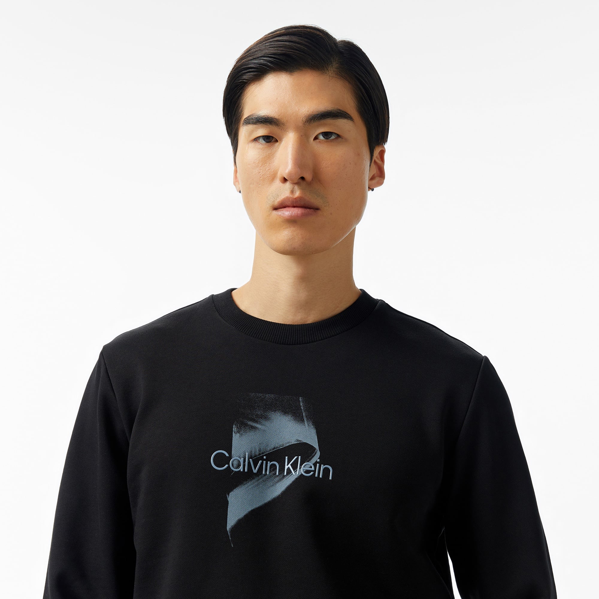 Calvin Klein Raised Logo Erkek Siyah Sweatshirt