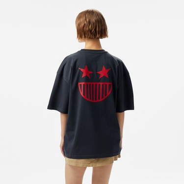  Aclothco X LFI Oversized Crew Neck Graphic Printed Unisex Antrasit T-Shirt