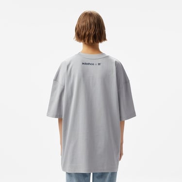 Aclothco X LFI Oversized Crew Neck Slogan Printed Unisex Gri T-Shirt