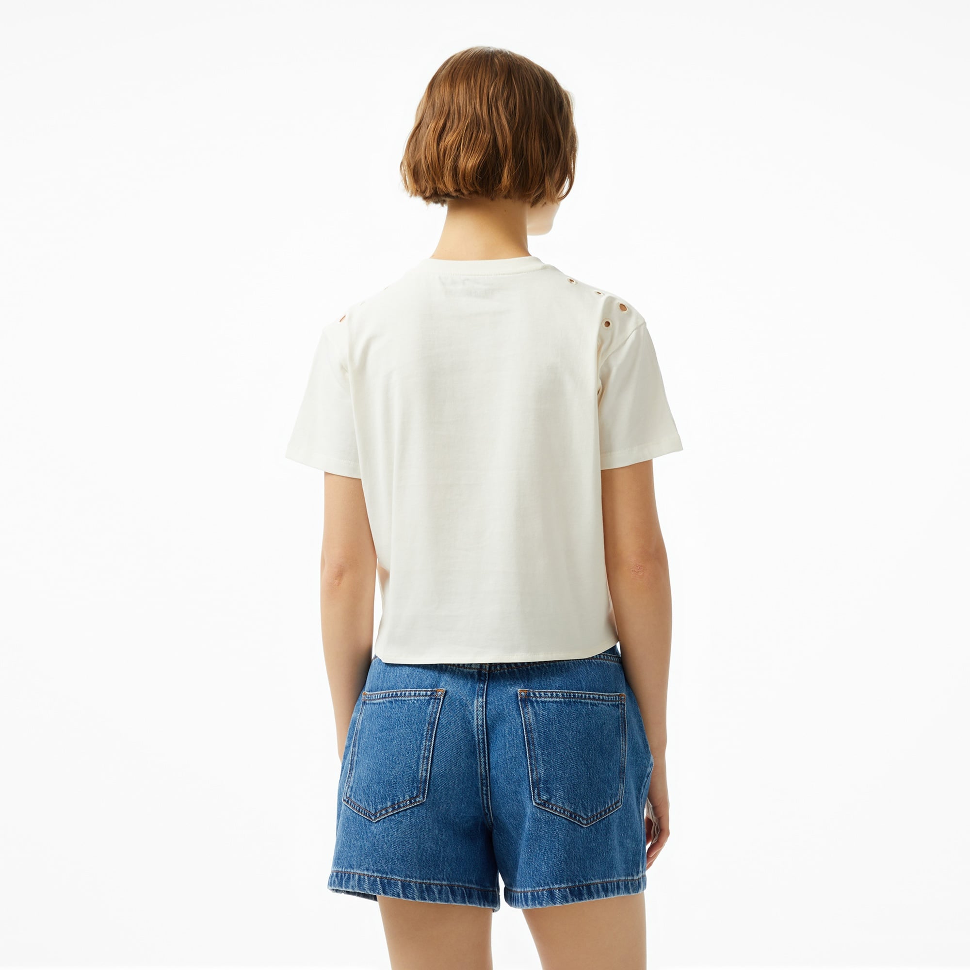 Guess Cn Eyelet Tone On Mid Organiceam 180 Kadın Beyaz T-Shirt